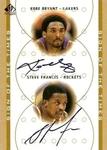 2000-01 SP Authentic - Sign of the Times Double #KB/SF Kobe Bryant / Steve Francis AU