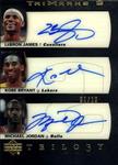 2004-05 Upper Deck Trilogy - TriMarks II #TM-JBJ LeBron James / Kobe Bryant / Michael Jordan AU, SN10