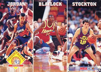 1993-94 Hoops #289 Steals (Michael Jordan / Mookie Blaylock / John Stockton)
