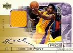 2001-02 Upper Deck Pros & Prospects - Game Jerseys Autographs Gold #KB-A Kobe Bryant AU, MEM, SN50