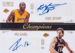 2010-11 Playoff National Treasures - Champions Signatures Quads #10 Kobe Bryant / Pau Gasol / Ron Artest / Derek Fisher AU, SN5