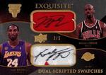2007-08 Upper Deck Exquisite Collection - Scripted Swatches Dual #DS-MK Michael Jordan / Kobe Bryant AU, MEM, SN5