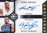 2015-16 Panini Limited - Limited Duos Signatures Gold Spotlight #LD-SPK Kevin Durant / Kobe Bryant AU, SN3