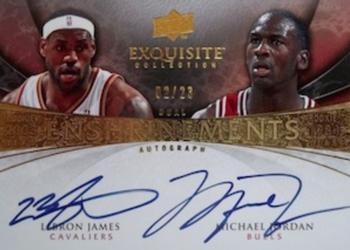 2008-09 Upper Deck Exquisite Collection - Enshrinements Dual #END-JJ Michael Jordan / LeBron James