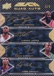 2008-09 UD Black - Quad Autographs Gold #QA-STUD LeBron James / Kevin Garnett / Kobe Bryant / Michael Jordan AU, SN5