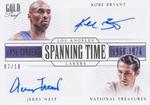 2013-14 Panini National Treasures - Spanning Time Dual Signatures Gold #ST-KJ Kobe Bryant / Jerry West AU, SN10