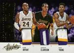 2015-16 Panini Absolute - Team Trios Prime #TTR-LAL Jordan Clarkson / Kobe Bryant / Nick Young MEM, SN25