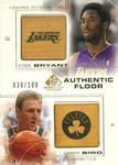 2000-01 SP Game Floor - Authentic Floor Combos Gold #C22 Kobe Bryant / Larry Bird MEM, SN100
