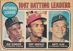 1968 Topps Venezuelan #1 National League 1967 Batting Leaders (Roberto Clemente / Tony Gonzalez / Matty Alou) LL