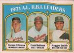 1972 O-Pee-Chee #88 1971 A.L. R.B.I. Leaders (Harmon Killebrew / Frank Robinson / Reggie Smith) LL