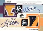2002-03 SP Game Used - Autographed Authentic Patches Dual #KB/JR-AP Kobe Bryant / Jason Richardson AU, MEM, SN5
