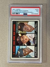 1967 Topps #243 American League 1966 Home Run Leaders (Frank Robinson / Harmon Killebrew / Boog Powell) LL