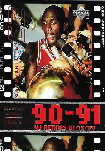 1999 Upper Deck Michael Jordan Retirement Set #7 Michael Jordan - 1990-91: MVP Popularity
