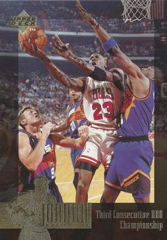 1995-96 Upper Deck The Jordan Collection Jumbo #JC23 Third Consecutive NBA Championship