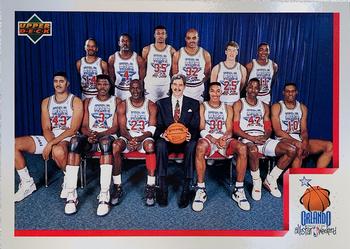 1991-92 Upper Deck Italian #1 1992 NBA East All-Star Checklist - East AS Checklist: 3-14; VAR: Hologram on back is 1993 style (Upper Deck text and diamond logo)