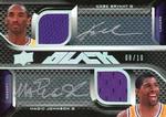 2008-09 UD Black - Autographs Jerseys Quad #QAJ-EVSW Larry Bird / Kevin Garnett / Kobe Bryant / Magic Johnson AU, MEM, SN10