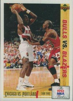 1991-92 Upper Deck Italian #174 Chicago vs. Portland - VAR: Hologram on back is 1993 style (Upper Deck text and diamond logo)