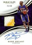 2015-16 Panini Immaculate Collection - Patch Autographs #PA-KBR Kobe Bryant AU, MEM, SN60