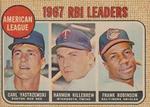 1968 Topps Venezuelan #4 American League 1967 RBI Leaders (Carl Yastrzemski / Harmon Killebrew / Frank Robinson) LL