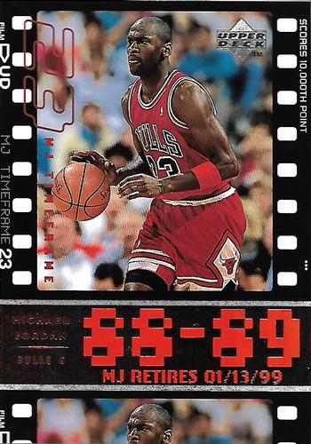 1999 Upper Deck Michael Jordan Retirement Set #5 Michael Jordan - 1988-89: Scores 10,000th Point