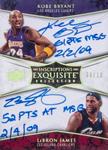 2008-09 Upper Deck Exquisite Collection - Inscriptions Dual #DIN-BJ Kobe Bryant / LeBron James AU, SN10