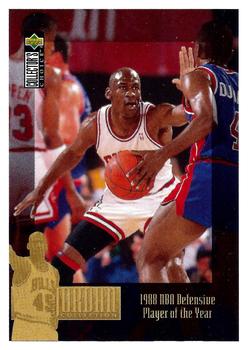 1995-96 Collector's Choice European Stickers - Michael Jordan #MJ3 Michael Jordan / 1988 NBA Defensive POY