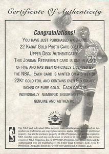 1999 Upper Deck Authenticated - Certificate of Authenticity #NNO Michael Jordan - 1991-92 Upper Deck