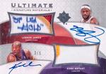 2008-09 Upper Deck Ultimate Collection - Signature Patch Combo #UMC-BJ LeBron James / Kobe Bryant AU, MEM, SN5
