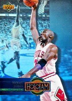 1993-94 Upper Deck Holojams #H4 Michael Jordan - VAR: Logo in upper left front corner. Space between the H and the 4 on the back.
